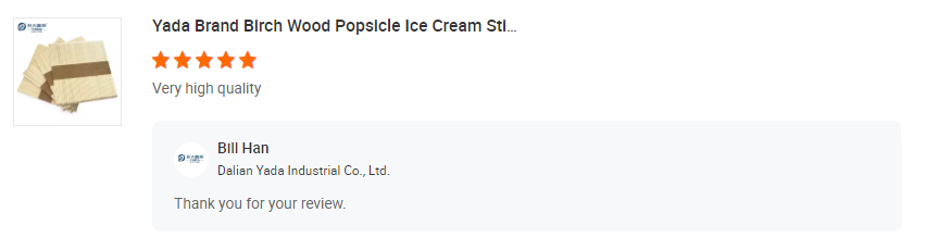 Five-star review on Yada Brand Birch Wood Popsicle Ice Cream Sticks - Very high quality