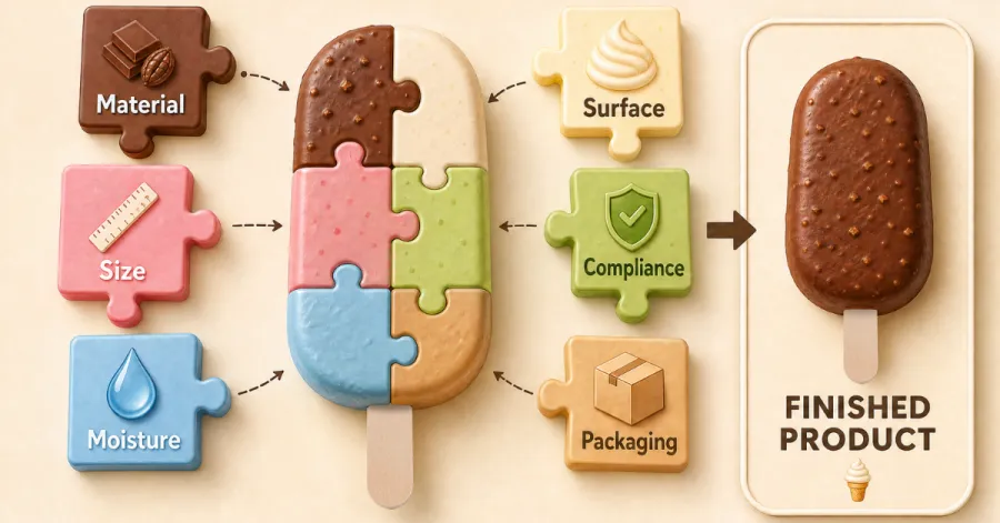 Wooden popsicle stick production process from raw material cutting and drying to shaping, polishing and quality inspection