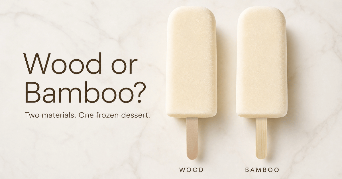 Close-up of birch wood grain used for popsicle and ice cream sticks, showing straight grain and smooth surface