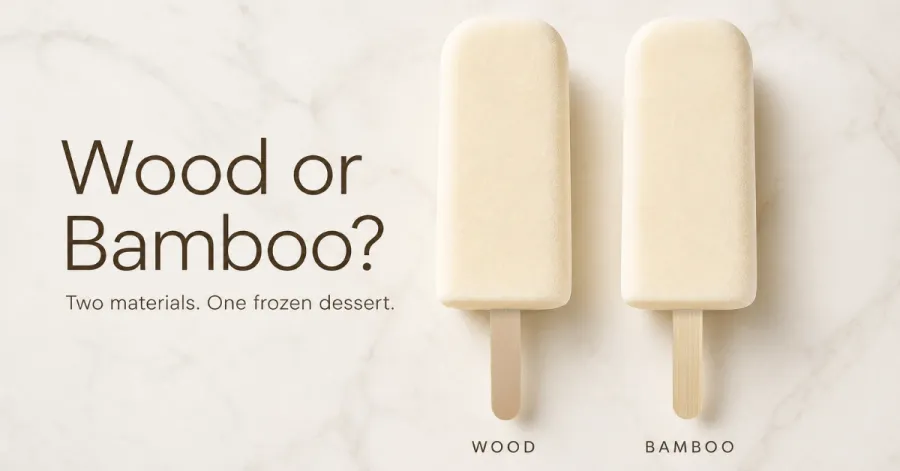 Close-up of birch wood grain used for popsicle and ice cream sticks, showing straight grain and smooth surface
