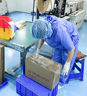Packing hall at the YADA factory where orders are packed and labelled before shipment