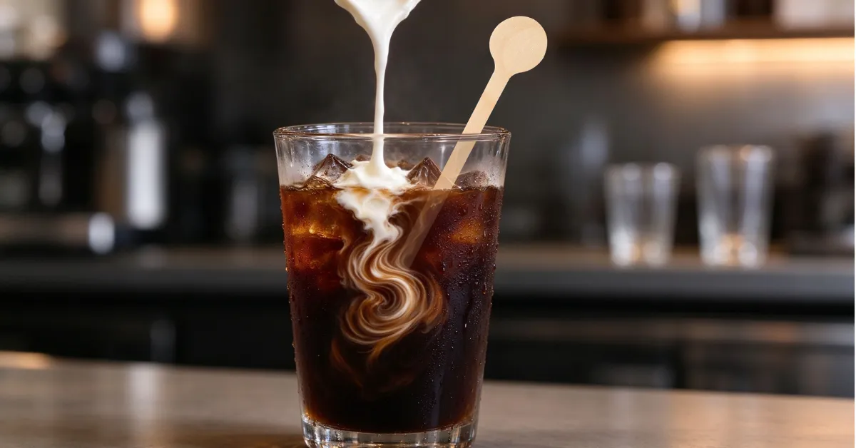 Agitador de café de madera desechable de cabeza redonda sobre fondo liso