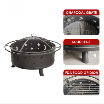 Custom Moon & Star Cutout Portable Fire Baskets - OEM/ODM Solutions for Outdoor Heating | Ideal Wood Charcoal Stove for Garden BBQ, Fire Pit & Camping for Wholesale & Distributor Partners