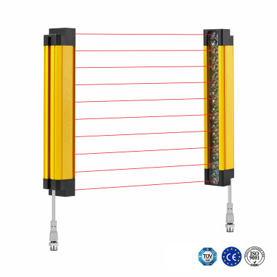 Para cortina de luz de seguridad de la serie YBBS de Contrinex, reemplazo básico delgado, tipo 2, protección para manos, resolución de 30 mm | altura de protección de 170 mm a 1610 mm