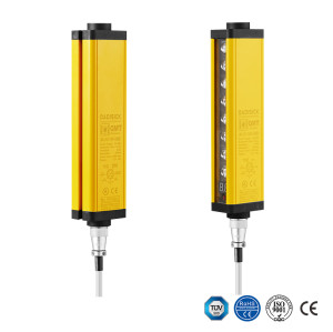 Pour la série Pilz PSENopt II Résolution 30 mm Portée 18 m Hauteur de détection 1 500 mm à 1 800 mm Barrière immatérielle de base de type 3 avec protection des mains Remplacement