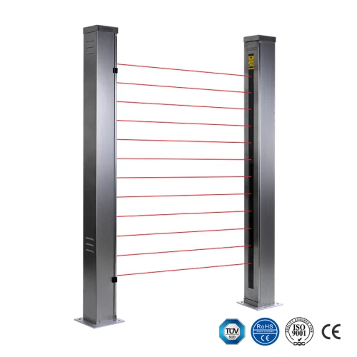Para substituição de cortina de luz de medição de duas peças da série Banner Mini-Array Espaçamento do feixe de 9,5 mm | 4,6 m ou 6,1 m Faixa de operação | 143 mm a 1819 mm Altura de proteção