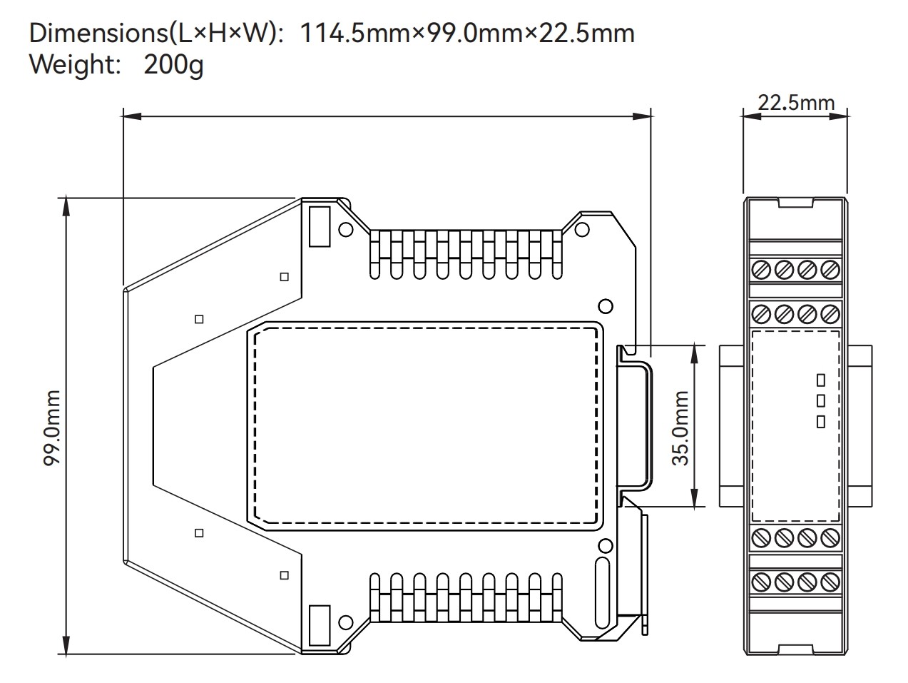 Safety Relay LS-3A1B.C Series Dimensions