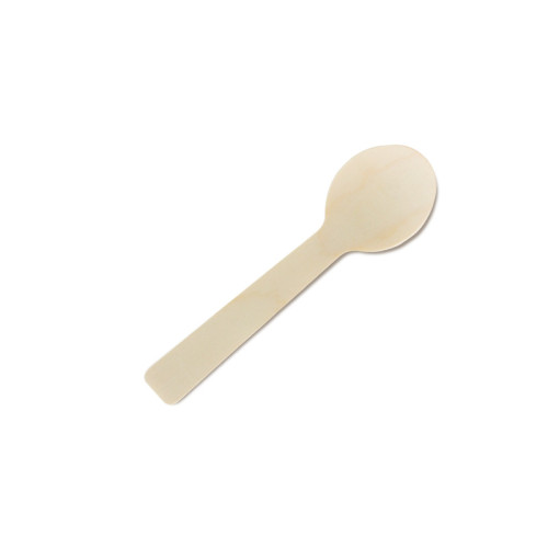 100mm Biodegradable Disposable Wooden Spoon | Round Head Ice cream Spoon