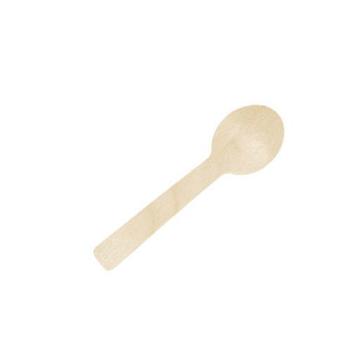 100mm Biodegradable Disposable Wooden Spoon | Round Head Ice cream Spoon