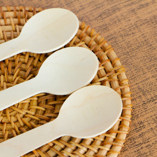 100mm Biodegradable Disposable Wooden Spoon | Round Head Ice cream Spoon