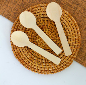 100mm Biodegradable Disposable Wooden Spoon | Round Head Ice cream Spoon