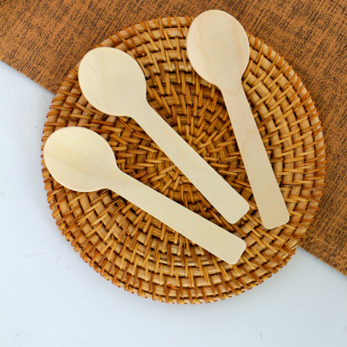 100mm Biodegradable Disposable Wooden Spoon | Round Head Ice cream Spoon