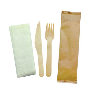 Biodegradable Wooden Cutlery Kit Set 3 in 1 | FDA/LFGB Certified | Wholesale Price