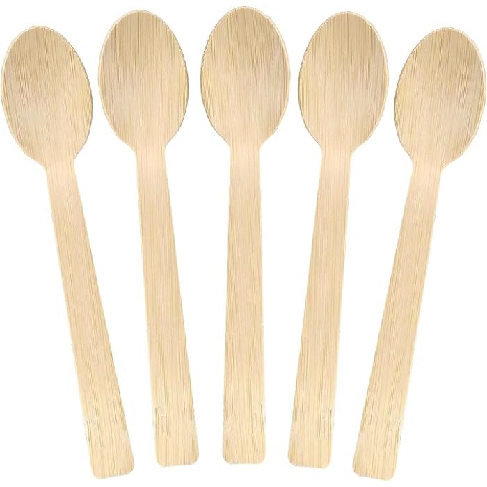 Heavy Duty Bamboo Spoons, 7 Inch Natural Bamboo Wood Spoons with BPA-Free, Heat Resistant, 100% Compostable Disposable Cutlery for Parties, Picnics, Travel & Catering