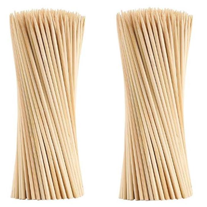 FSC  Natural Bamboo Skewers – 6" Durable 4mm Roasting Sticks for BBQ, Grilling, Kabobs, Chocolate Fountain, Fruits & Crafts