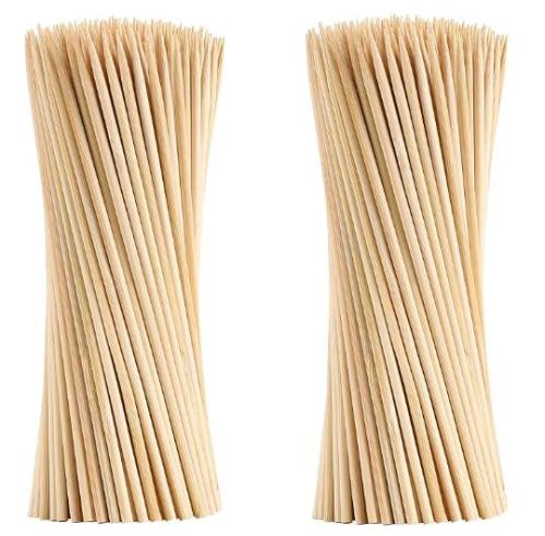 FSC  Natural Bamboo Skewers – 6" Durable 4mm Roasting Sticks for BBQ, Grilling, Kabobs, Chocolate Fountain, Fruits & Crafts
