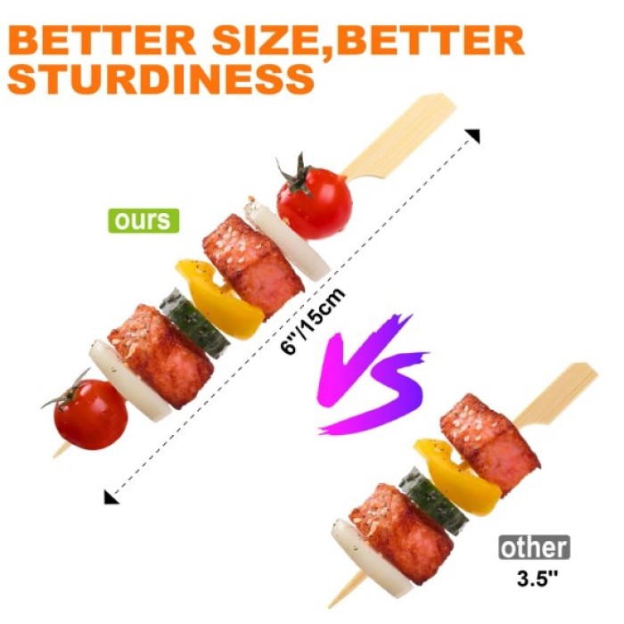 FSC Disposable Flag / Gun Shaped Bamboo Skewers (Teppo Gushi) Natural 3.5” (9cm) (100/pack)