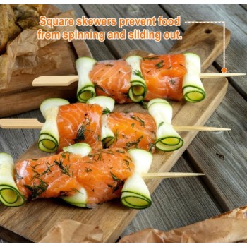 FSC 200 Paddle Bamboo Skewers 9CM Flat Burgers Sticks Wooden Fruits Picks