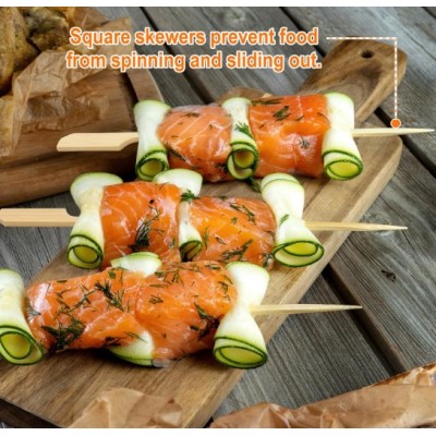 FSC 200 Paddle Bamboo Skewers 9CM, Flat Burgers Sticks, Kids Wooden Fruits Picks, Cocktail Sticks, Satay Skewers, Barbecue Kebabs