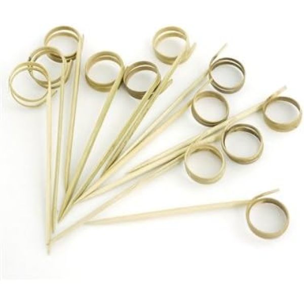 FSC  3.5" (9cm) Decorative Loop Ring Bamboo Cocktail Fruit Sandwich Skewers