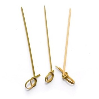 FSC  Bamboo Cocktail Picks 200 PCS Bamboo Skewers 4 Inch with Looped Knot