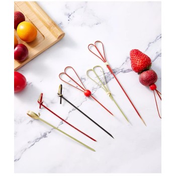 FSC 4.7 Inch Heart Shaped Wooden Toothpicks for Appetizers, Parties, Drinks, Wedding Essentials (Red)