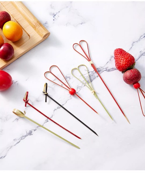 FSC 1000 Pieces Bamboo Cocktail Picks,4.7 Inch Heart Shaped Wooden Toothpicks for Appetizers, Skewers for Charcuterie Boards, Fancy Food Picks for Parties, Drinks, Wedding Essentials (Red)