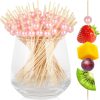FSC 200PCS Cocktail Picks, Pink Pearl Toothpicks for Appetizers, 4.7 IN Fancy Bamboo Fruit Skewers Wood Food Sticks for Valentines Galentines Day Decorations Party Supplies Decor Charcuterie Accessories