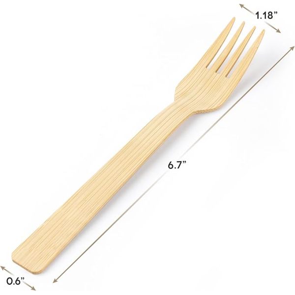 170 mm Natural Bamboo Disposable Forks - Biodegradable and Eco-Friendly Utensils for Outdoors, Parties, and Events