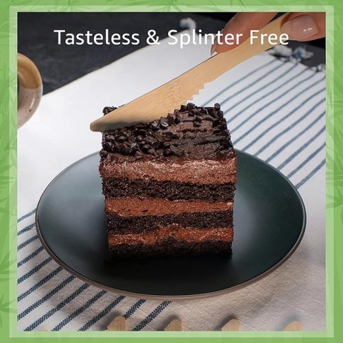 100% Bamboo Knives Set - Eco Friendly Kitchen Utensils (500 Compostable Knives) | Bamboo Utensils Disposable or Reusable | Compostable FSC Certified Silverware for Weddings, Camping, Parties