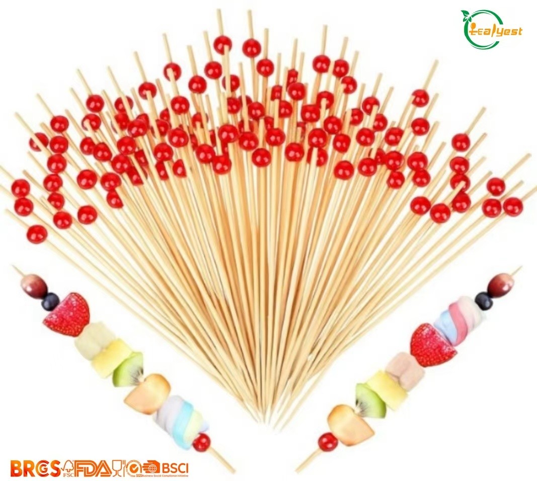 Decorative Glitter Ball Bamboo Cocktail Picks | Eco-Friendly Tableware for Thailand Bars, Restaurants & Catering
