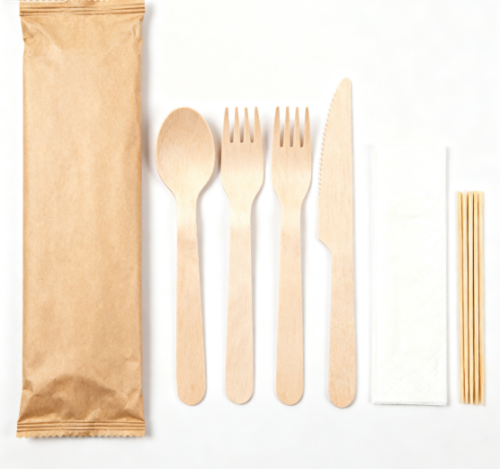 Biodegradable Wooden Cutlery Set 3 in 1 Wholesale