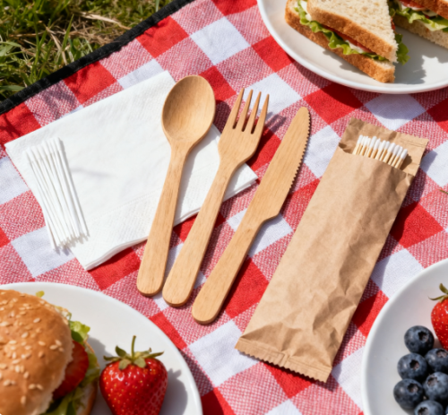 Biodegradable Wooden Cutlery Set 3 in 1 Wholesale