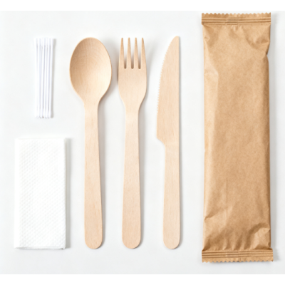 Biodegradable Wooden Cutlery Set 3 in 1 Wholesale