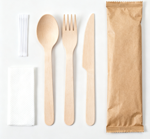 Biodegradable Wooden Cutlery Set 3 in 1 Wholesale