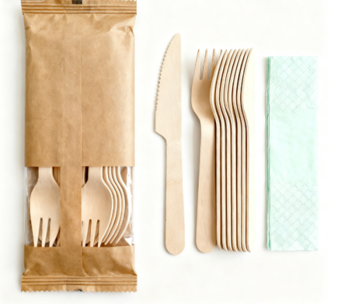 Disposable Wooden Cutlery Set Wholesale | Eco-friendly Disposable Wooden Knife Fork 2 Piece Kit