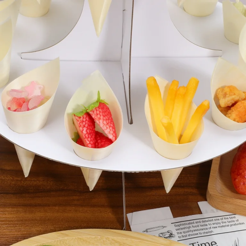 220mm Eco-Friendly Disposable Wooden Cones Wholesale Appetizer Finger Food Ice Cream Holder