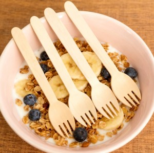 160mm Biodegradable Wooden Cutlery Sporks