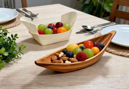 Disposable Birchwood Boat Plates