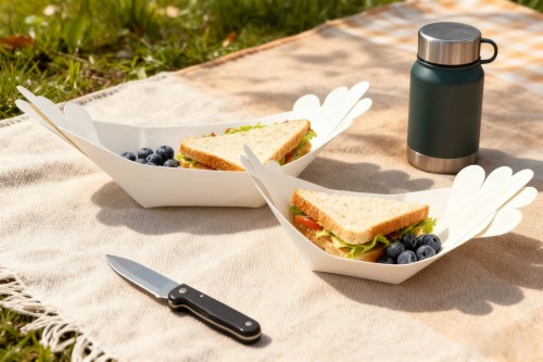 Disposable Birchwood Boat Plates