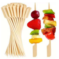 FSC 200 Paddle Bamboo Skewers 9CM Flat Burgers Sticks Wooden Fruits Picks