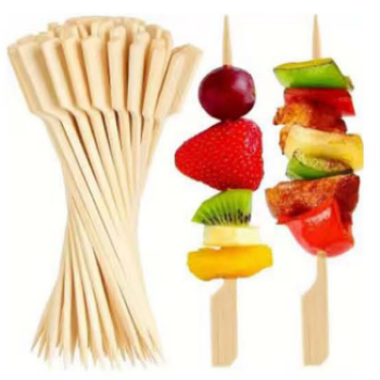 FSC 200 Paddle Bamboo Skewers 9CM Flat Burgers Sticks Wooden Fruits Picks