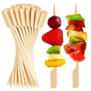 FSC 200 Paddle Bamboo Skewers 9CM, Flat Burgers Sticks, Kids Wooden Fruits Picks, Cocktail Sticks, Satay Skewers, Barbecue Kebabs