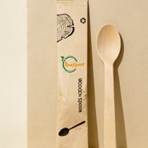 Eco-Friendly Disposable Wooden Cutlery Set | 1-in-1 Individually Wrapped（Product replaceable）