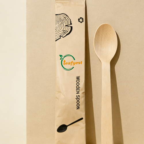 Eco-Friendly Disposable Wooden Cutlery Set | 1-in-1 Individually Wrapped（Product replaceable）