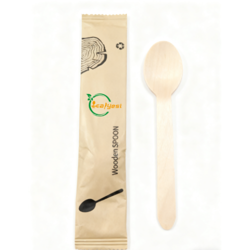 Eco-Friendly Disposable Wooden Cutlery Set | 1-in-1 Individually Wrapped(Product replaceable)