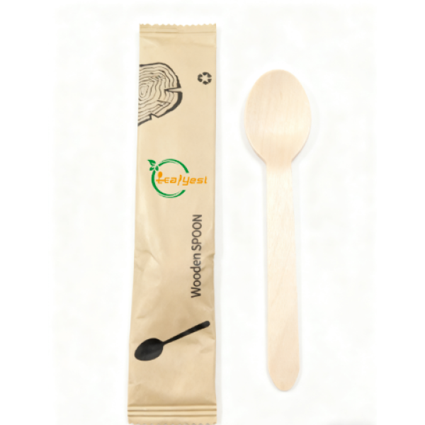 Eco-Friendly Disposable Wooden Cutlery Set | 1-in-1 Individually Wrapped(Product replaceable)
