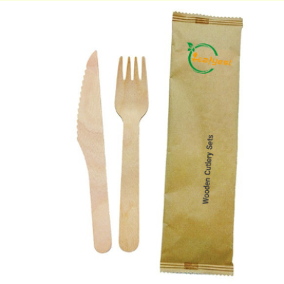 Disposable Wooden Cutlery Set Wholesale | Eco-friendly Disposable Wooden Knife Fork 2 Piece Kit