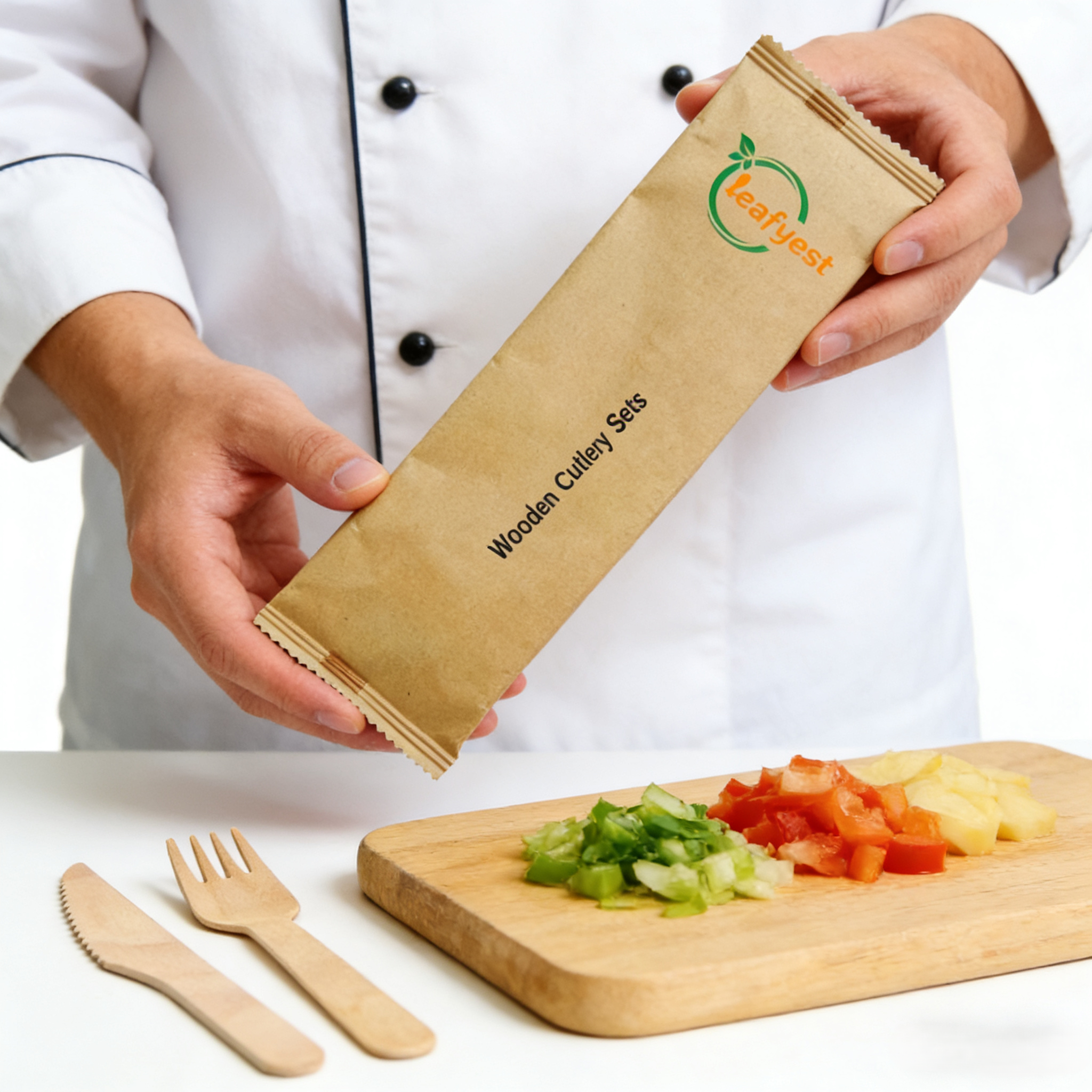 2-in-1 Disposable Wooden Cutlery Set