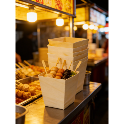 55mm Eco-Friendly Disposable Wooden Heat Resistant Cup